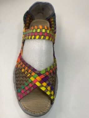 Bernie Mev Multi Colored Peep Toe Low Wedges Size 39 No Box